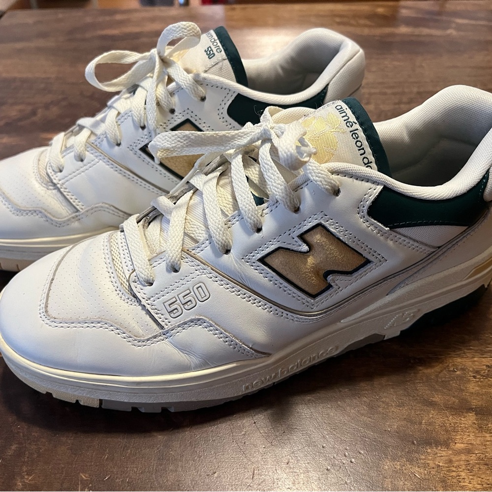 New Balance 550 White and Green Sneakers